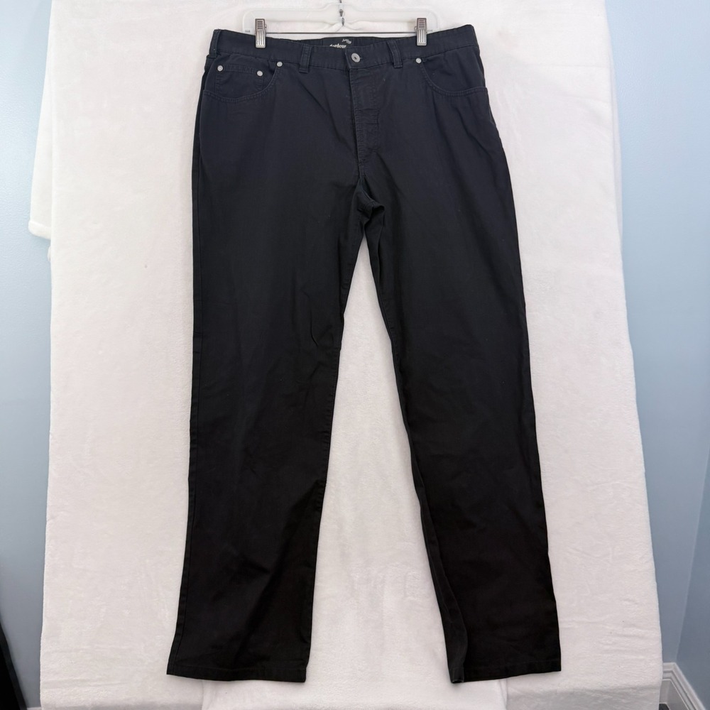 Gardeur Pants Mens 56 (36x32) Black Straight Leg Chino